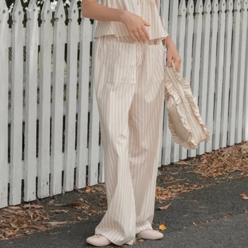 NWT My Mum Made‎ It Dream Lounge Striped Cream Pants